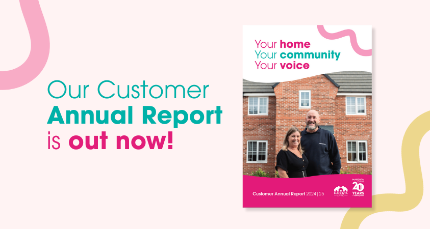 Promotional image featuring the Customer Annual Report cover next to bold text announcing the report’s release.